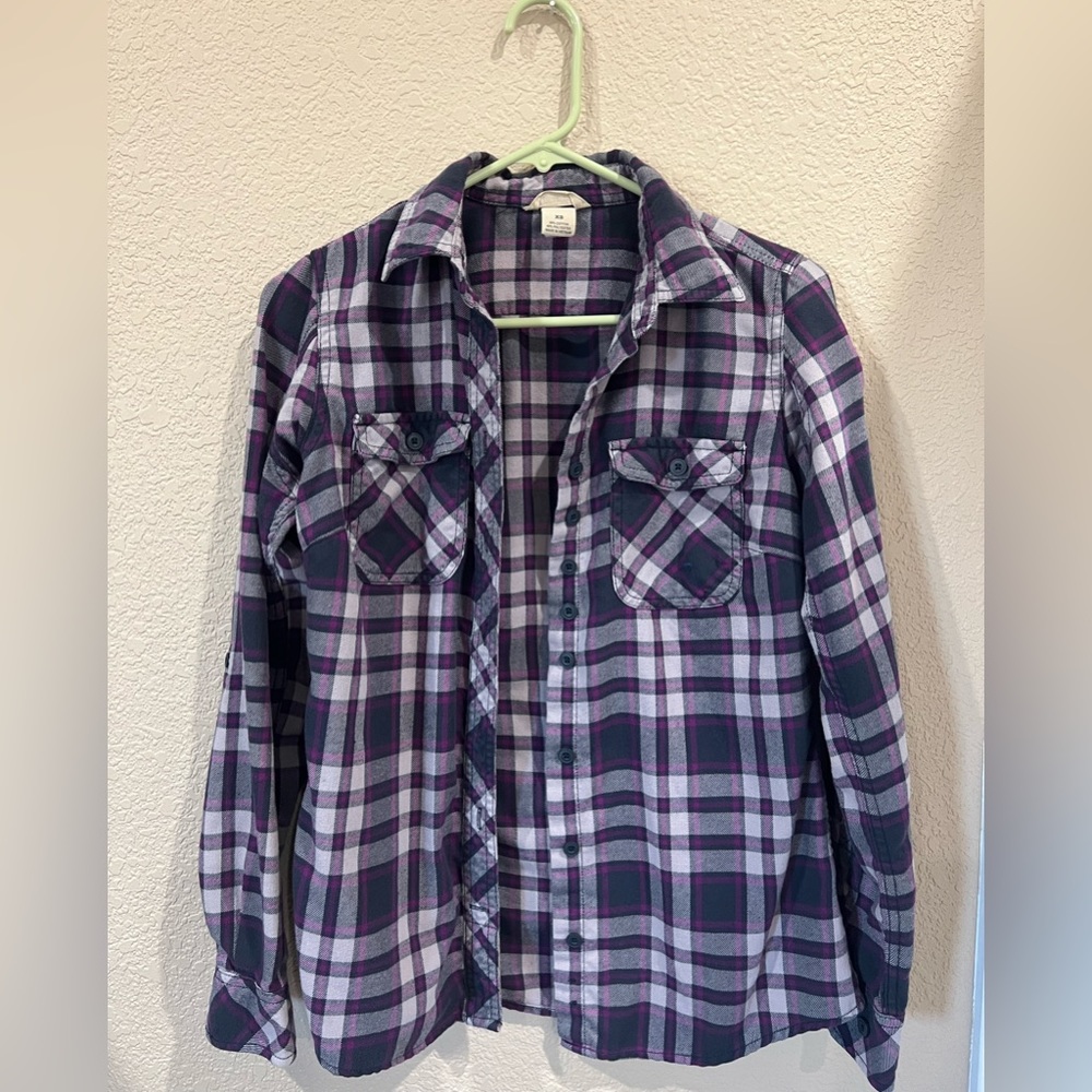 Duluth Trading Co women’s flannel plaid button up shirt